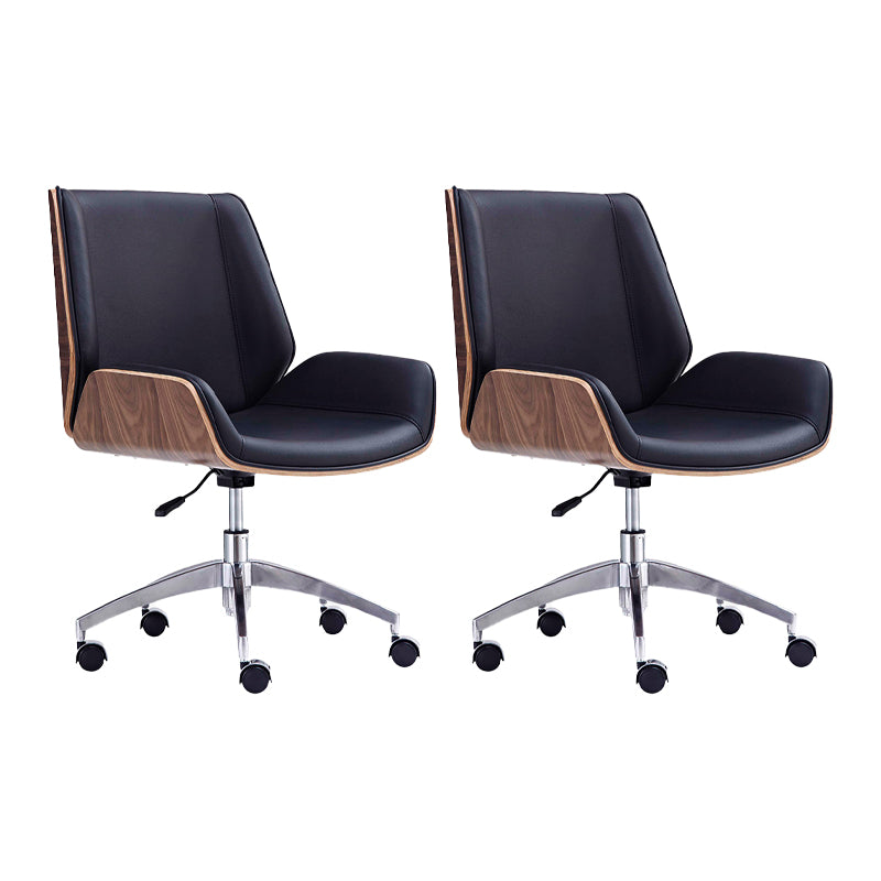 Modern Swivel Desk Chair Faux Leather Conference Mid Back Chair