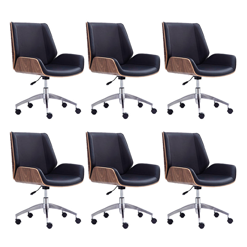 Modern Swivel Desk Chair Faux Leather Conference Mid Back Chair