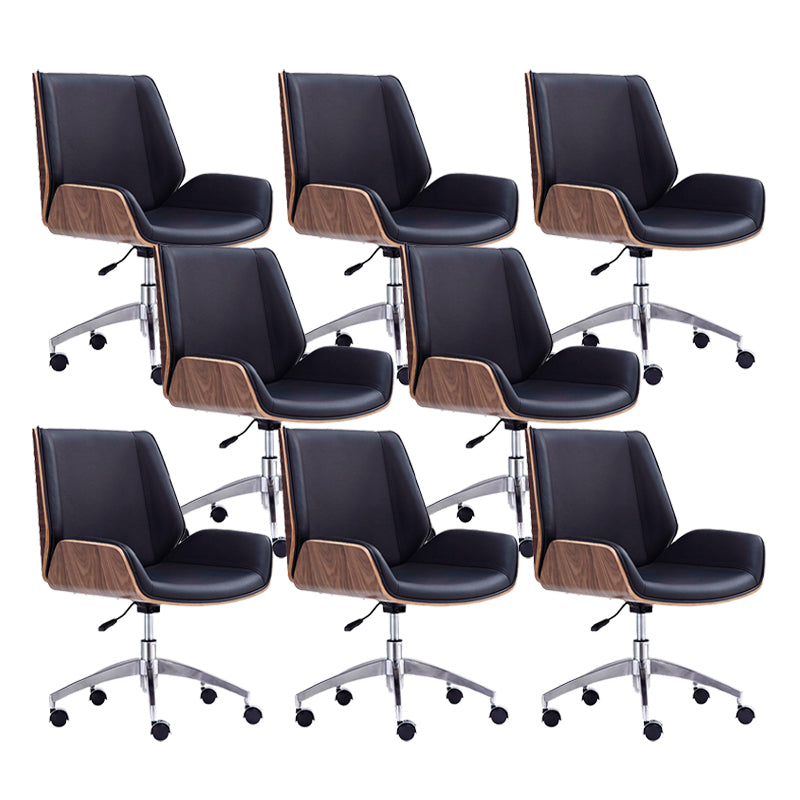 Modern Swivel Desk Chair Faux Leather Conference Mid Back Chair