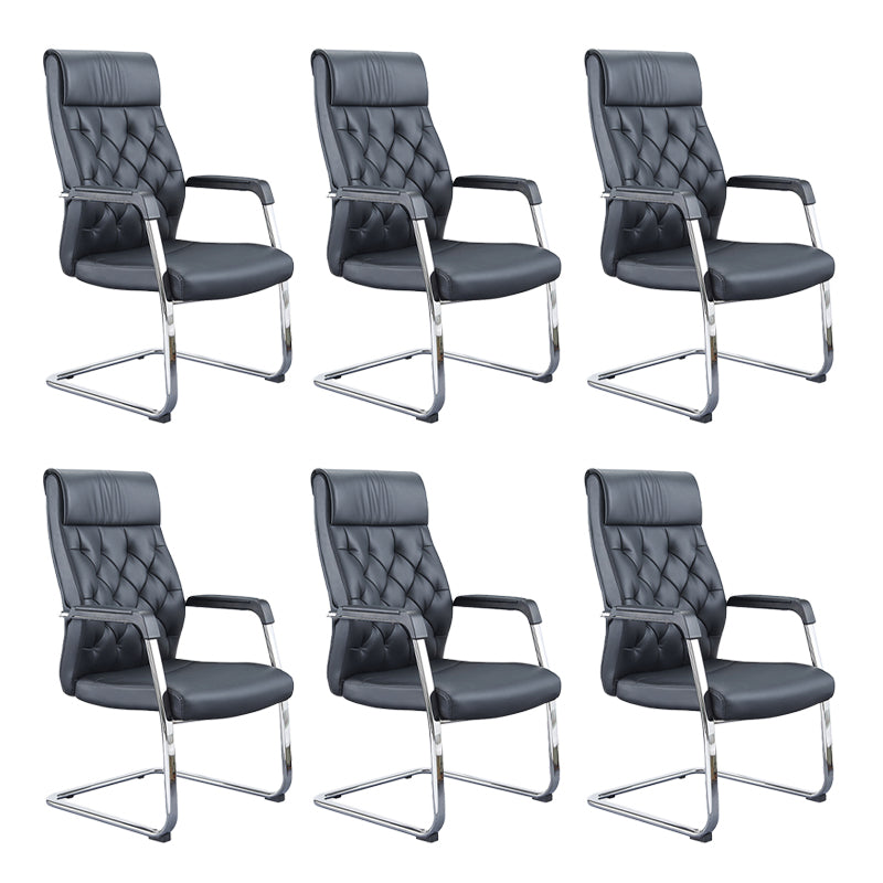 Contemporary No Wheels Chair Faux Leather Chrome Frame Office Chair