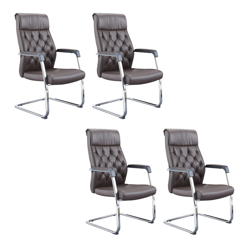 Contemporary No Wheels Chair Faux Leather Chrome Frame Office Chair