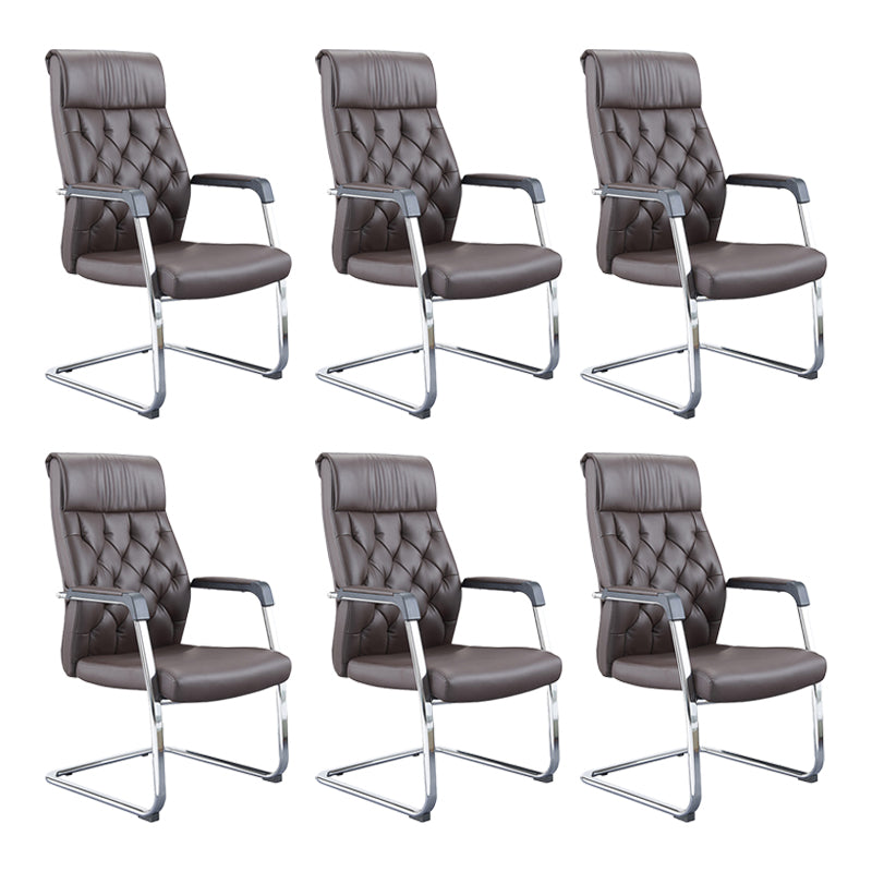 Contemporary No Wheels Chair Faux Leather Chrome Frame Office Chair