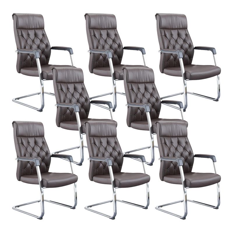 Contemporary No Wheels Chair Faux Leather Chrome Frame Office Chair