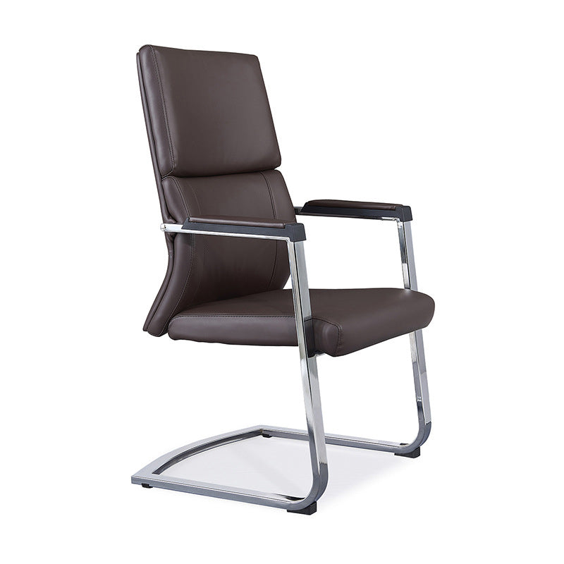 Contemporary No Wheels Chair Faux Leather Chrome Frame Office Chair