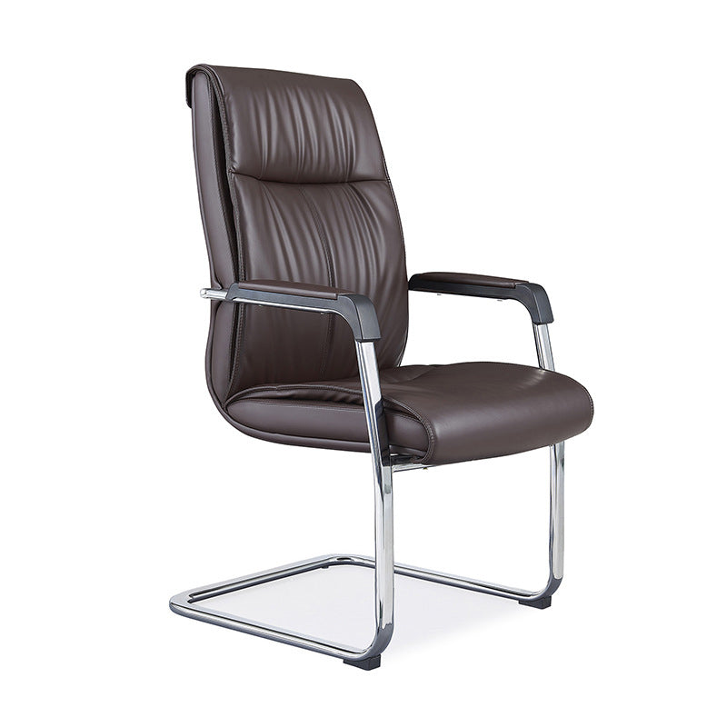 Contemporary No Wheels Chair Faux Leather Chrome Frame Office Chair