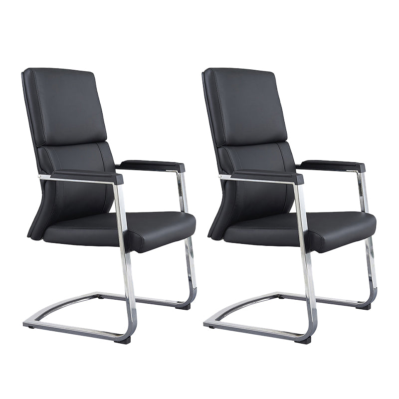 Contemporary No Wheels Chair Faux Leather Chrome Frame Office Chair