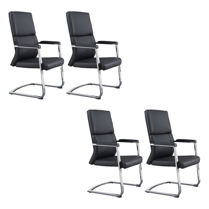 Contemporary No Wheels Chair Faux Leather Chrome Frame Office Chair