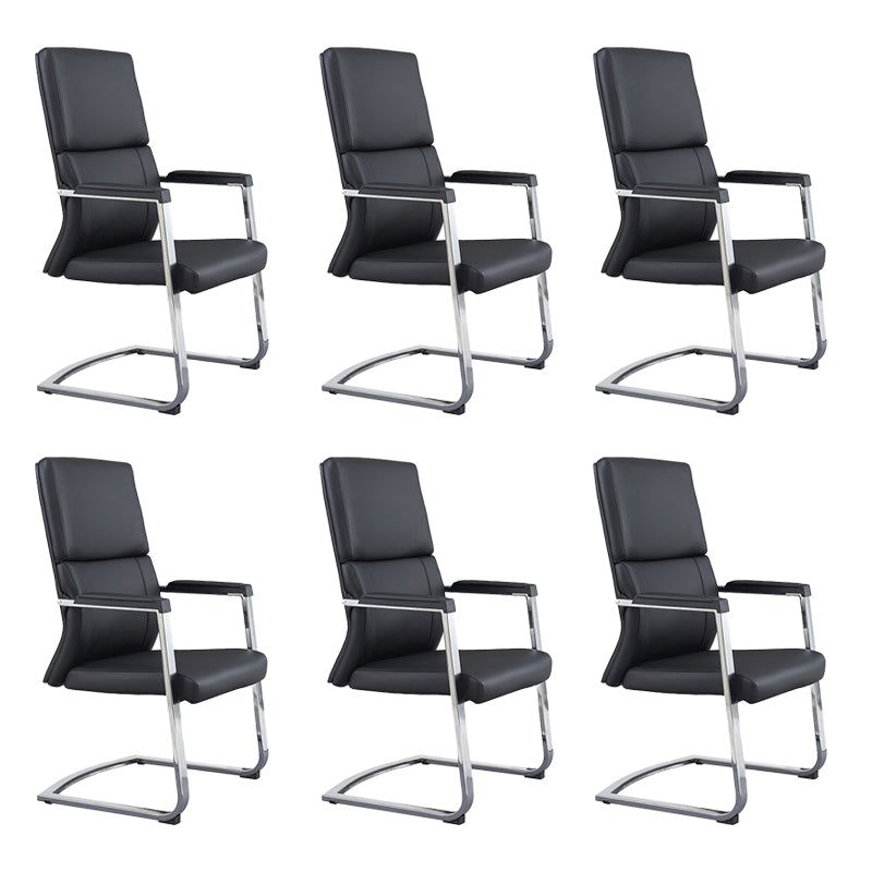 Contemporary No Wheels Chair Faux Leather Chrome Frame Office Chair