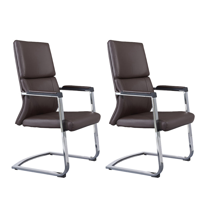 Contemporary No Wheels Chair Faux Leather Chrome Frame Office Chair