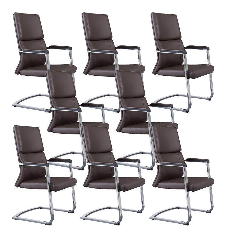 Contemporary No Wheels Chair Faux Leather Chrome Frame Office Chair