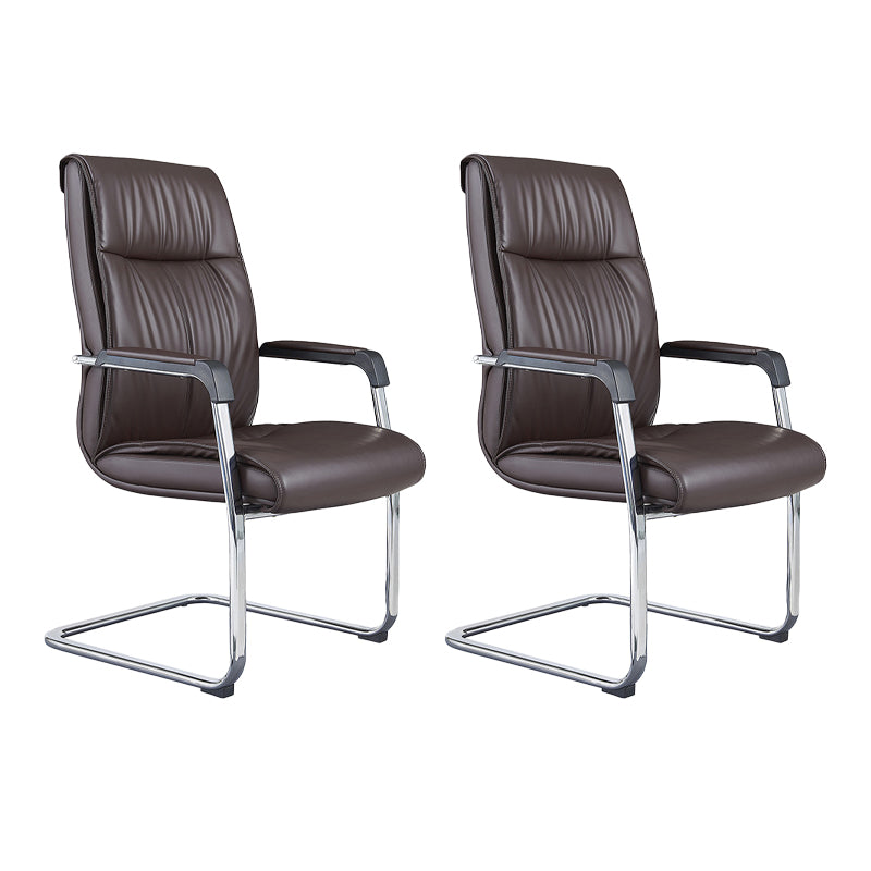 Contemporary No Wheels Chair Faux Leather Chrome Frame Office Chair