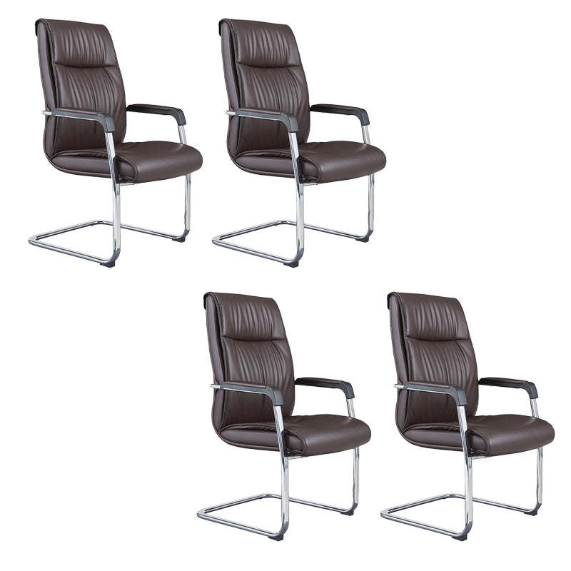 Contemporary No Wheels Chair Faux Leather Chrome Frame Office Chair