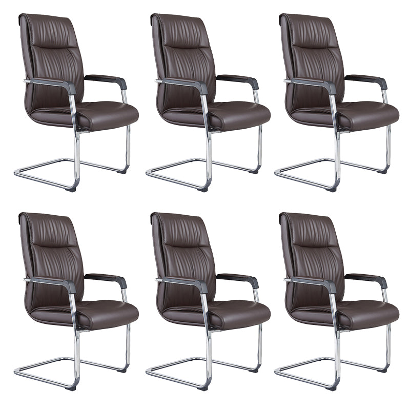 Contemporary No Wheels Chair Faux Leather Chrome Frame Office Chair