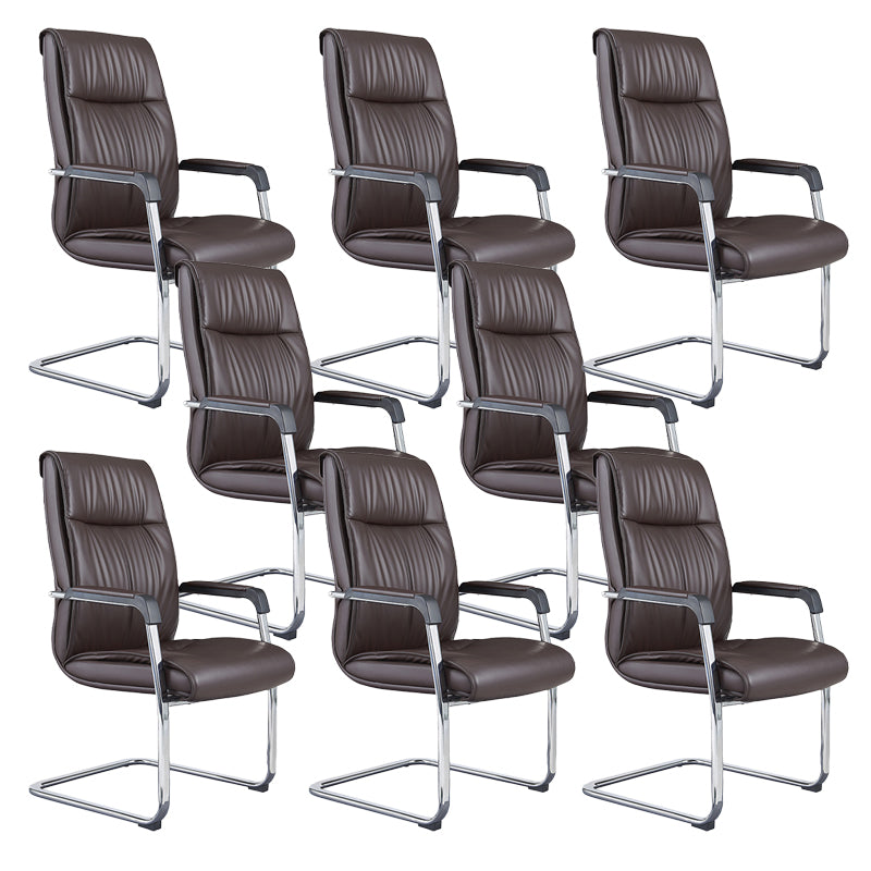 Contemporary No Wheels Chair Faux Leather Chrome Frame Office Chair