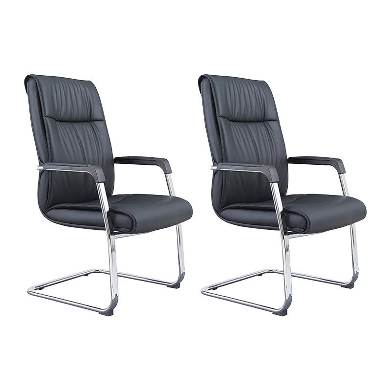 Contemporary No Wheels Chair Faux Leather Chrome Frame Office Chair