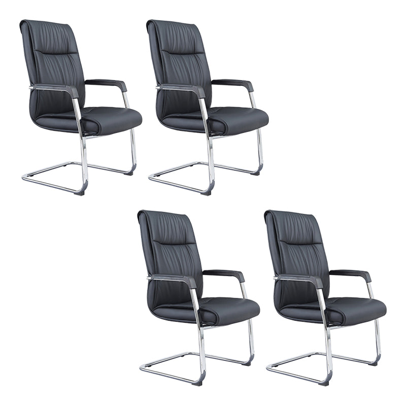 Contemporary No Wheels Chair Faux Leather Chrome Frame Office Chair