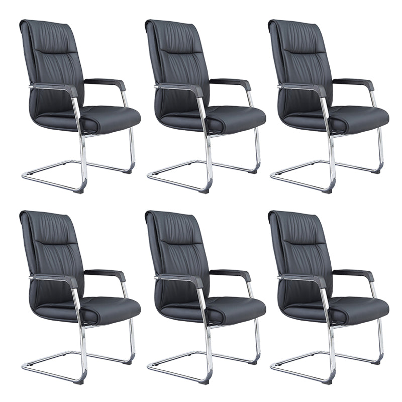 Contemporary No Wheels Chair Faux Leather Chrome Frame Office Chair