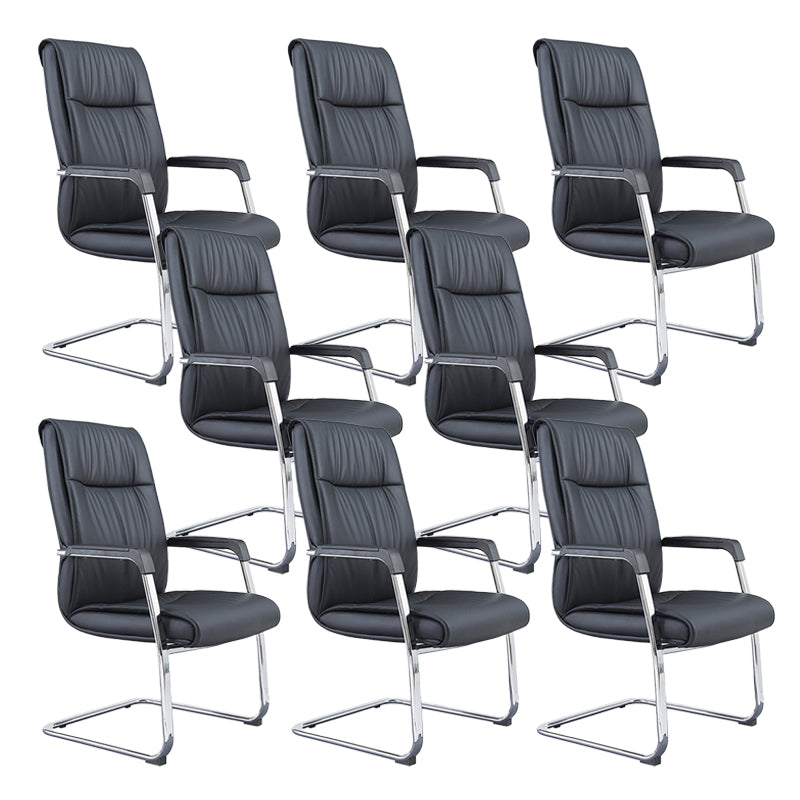 Contemporary No Wheels Chair Faux Leather Chrome Frame Office Chair