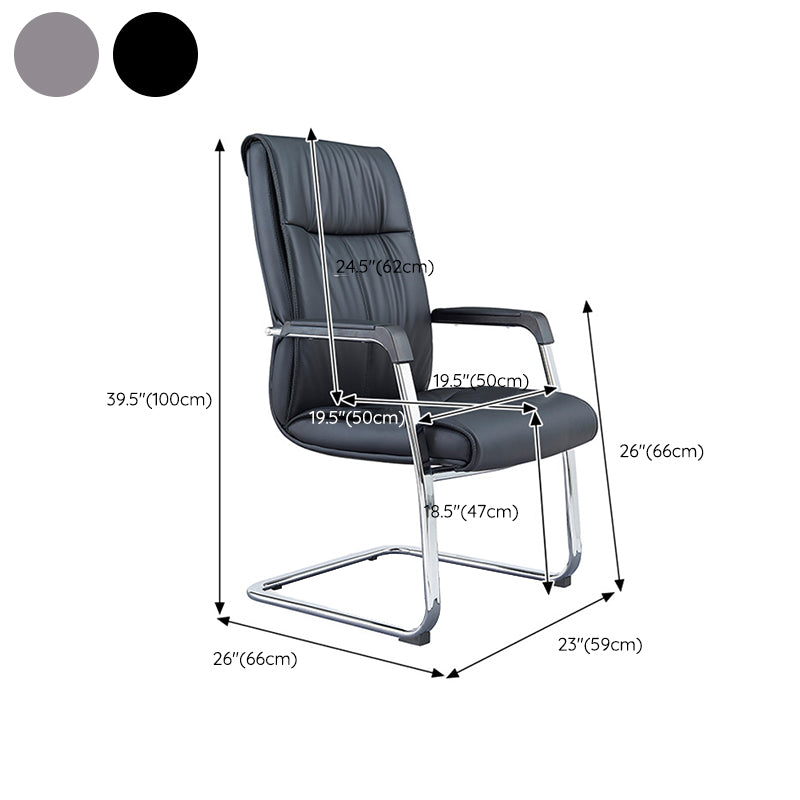 Contemporary No Wheels Chair Faux Leather Chrome Frame Office Chair