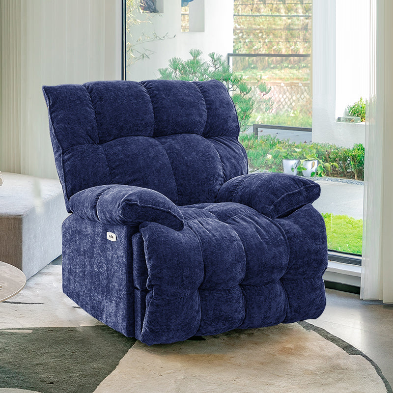 Contemporary Velvet Standard Recliner with Tufted Back and Rocking Base