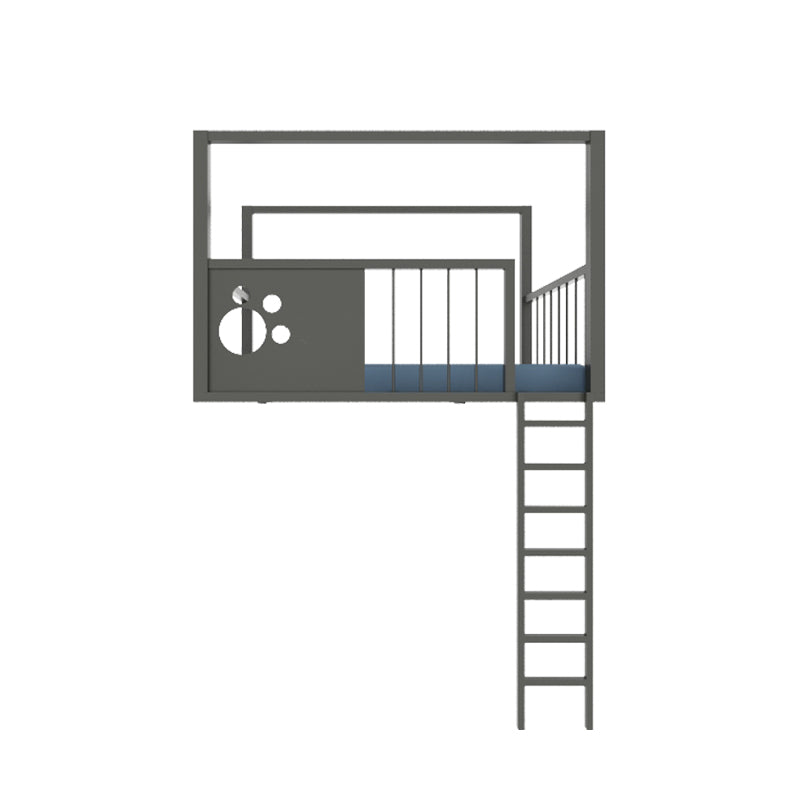 Open Frame Metal Beds Modernism Built-In Ladder High Loft Bed