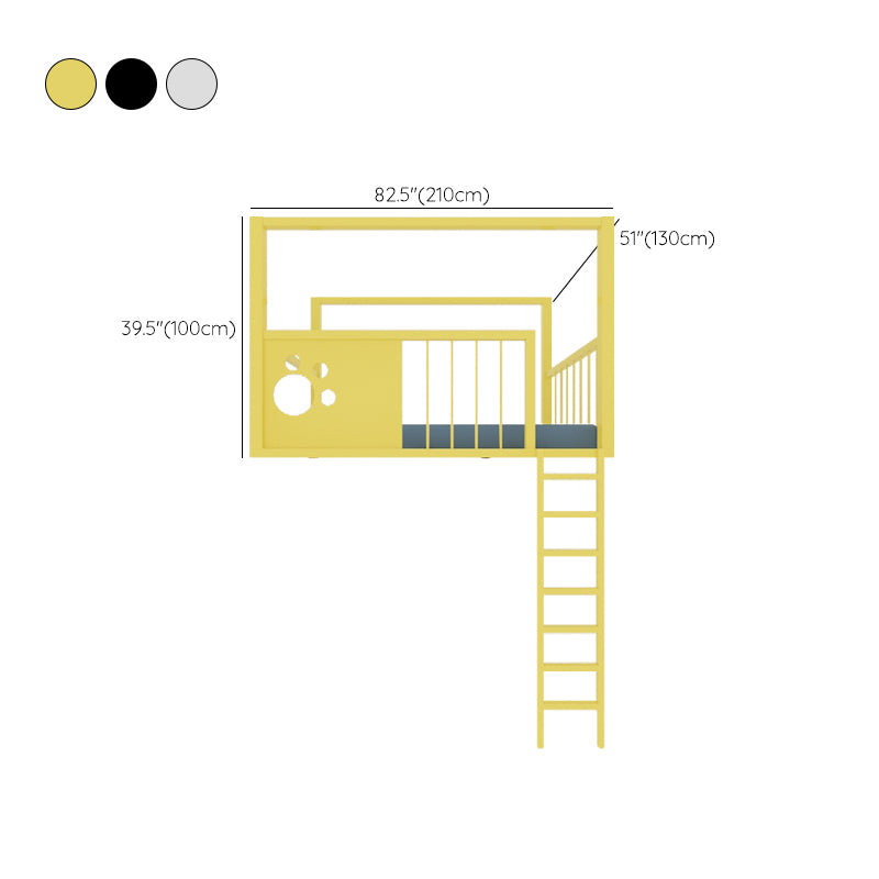 Open Frame Metal Beds Modernism Built-In Ladder High Loft Bed