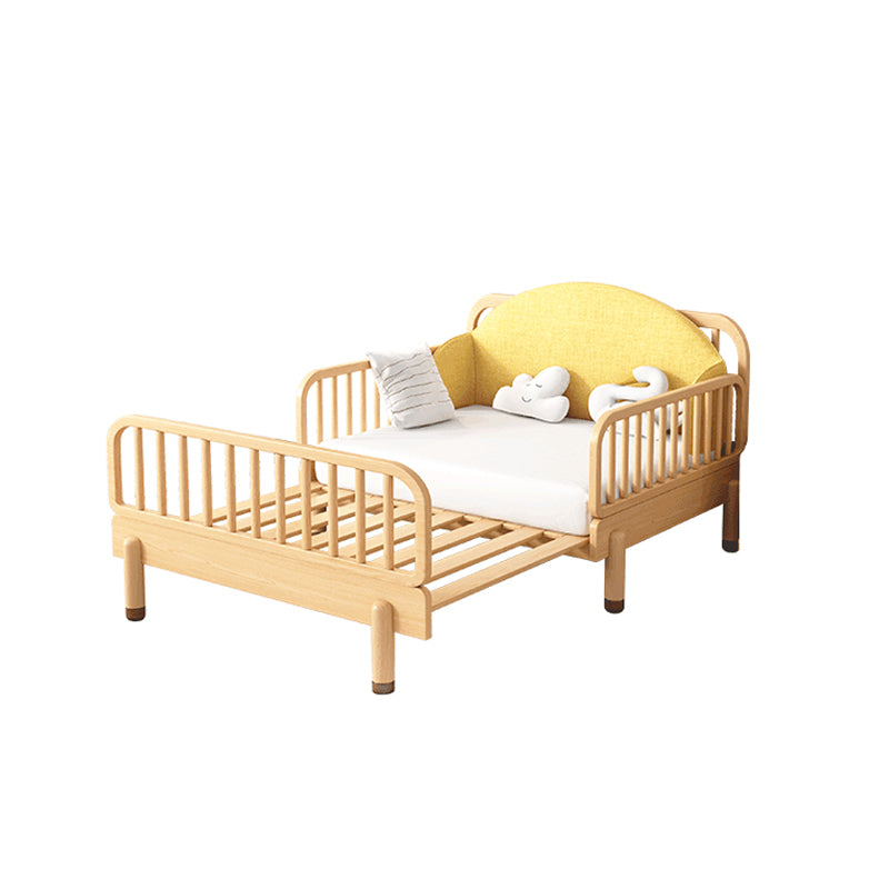 Natural Wooden Contemporary Bed Frame Upholstered Daybed with Detachable Guardrails