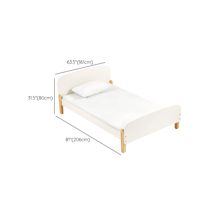 White Wooden Standard Bed Contemporary Mattress Included Bed with Storage