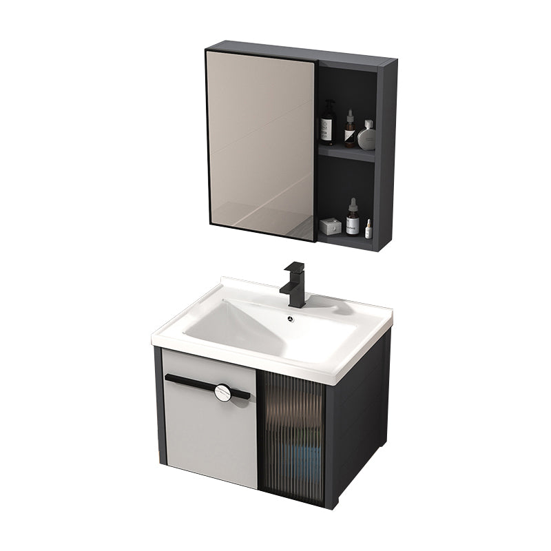 Metal Base Modern Bathroom Vanity Single Rectangular Wall Mount Vanity Set