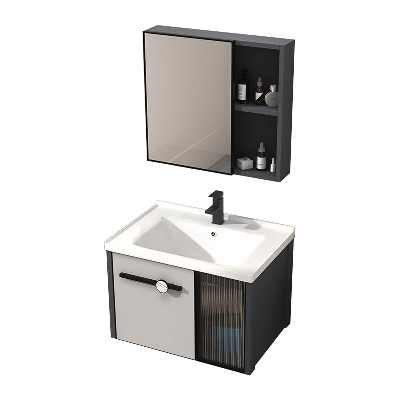 Metal Base Modern Bathroom Vanity Single Rectangular Wall Mount Vanity Set