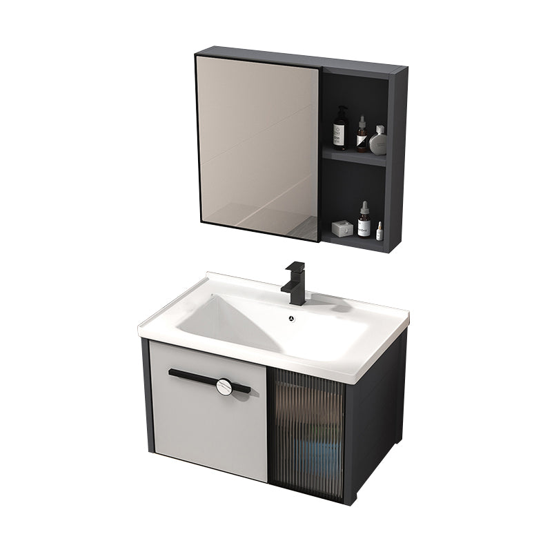 Metal Base Modern Bathroom Vanity Single Rectangular Wall Mount Vanity Set