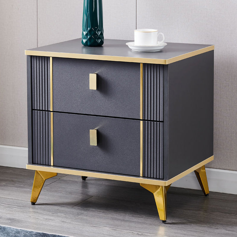 Contemporary Accent Table Nightstand Antique Finish Bed Nightstand with Legs