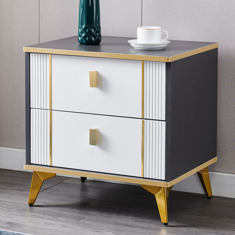 Contemporary Accent Table Nightstand Antique Finish Bed Nightstand with Legs