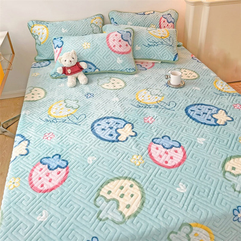 Breathable Knit Sheet Cartoon Pattern Non-Pilling Ultra-Soft Sheet