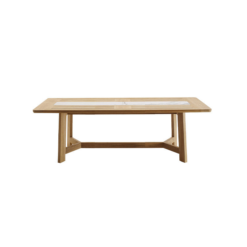 Modern Geometric Courtyard Table Solid Wood Frame Outdoor Table