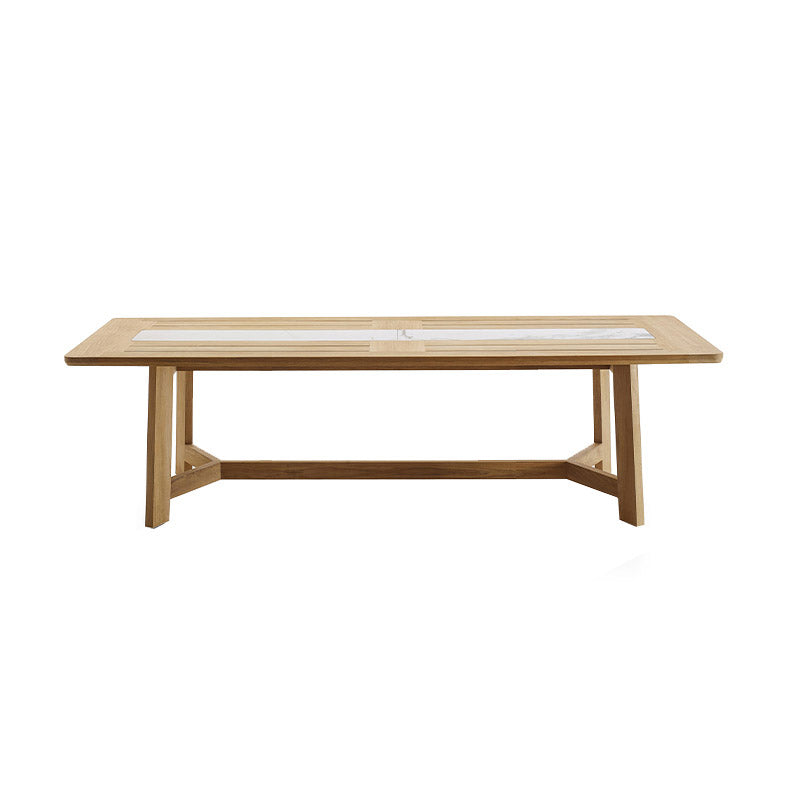 Modern Geometric Courtyard Table Solid Wood Frame Outdoor Table