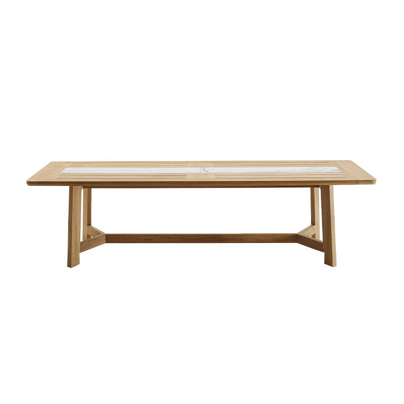 Modern Geometric Courtyard Table Solid Wood Frame Outdoor Table