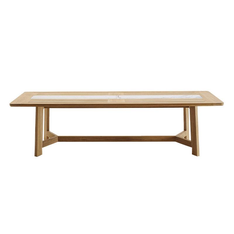 Modern Geometric Courtyard Table Solid Wood Frame Outdoor Table