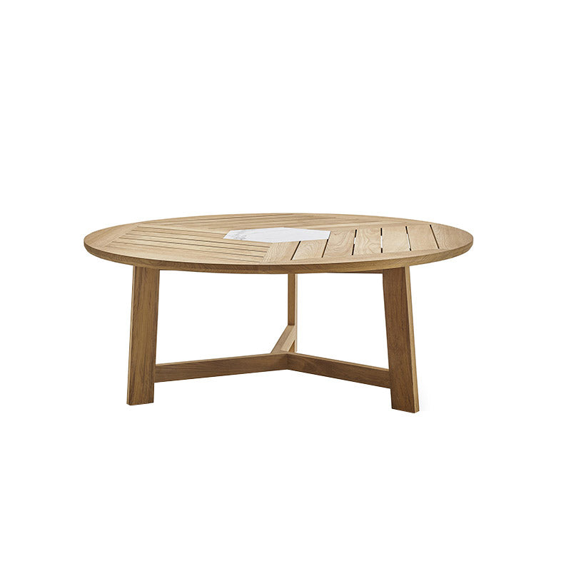 Modern Geometric Courtyard Table Solid Wood Frame Outdoor Table