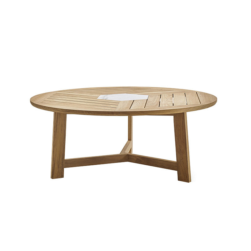 Modern Geometric Courtyard Table Solid Wood Frame Outdoor Table