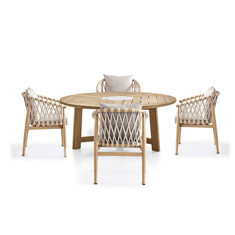 Modern Geometric Courtyard Table Solid Wood Frame Outdoor Table