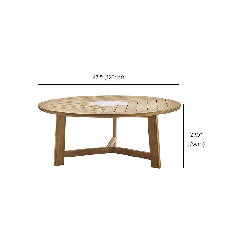 Modern Geometric Courtyard Table Solid Wood Frame Outdoor Table