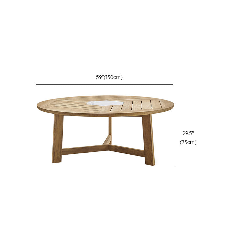 Modern Geometric Courtyard Table Solid Wood Frame Outdoor Table