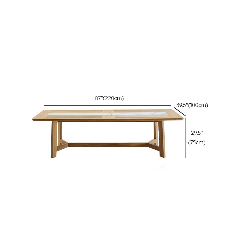 Modern Geometric Courtyard Table Solid Wood Frame Outdoor Table