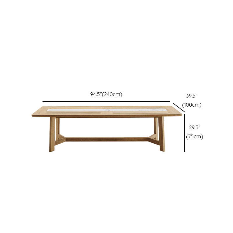 Modern Geometric Courtyard Table Solid Wood Frame Outdoor Table