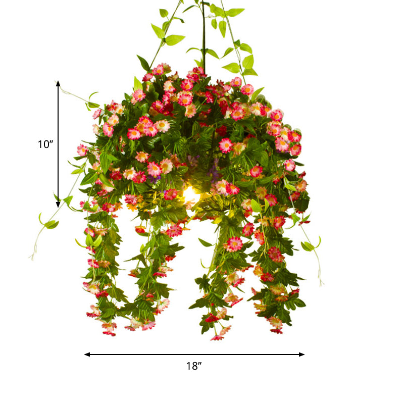 Lámpara de caída de canasta de flores de almacén 1 luz colgante colgante de hierro en negro con jaula de alambre para restaurante