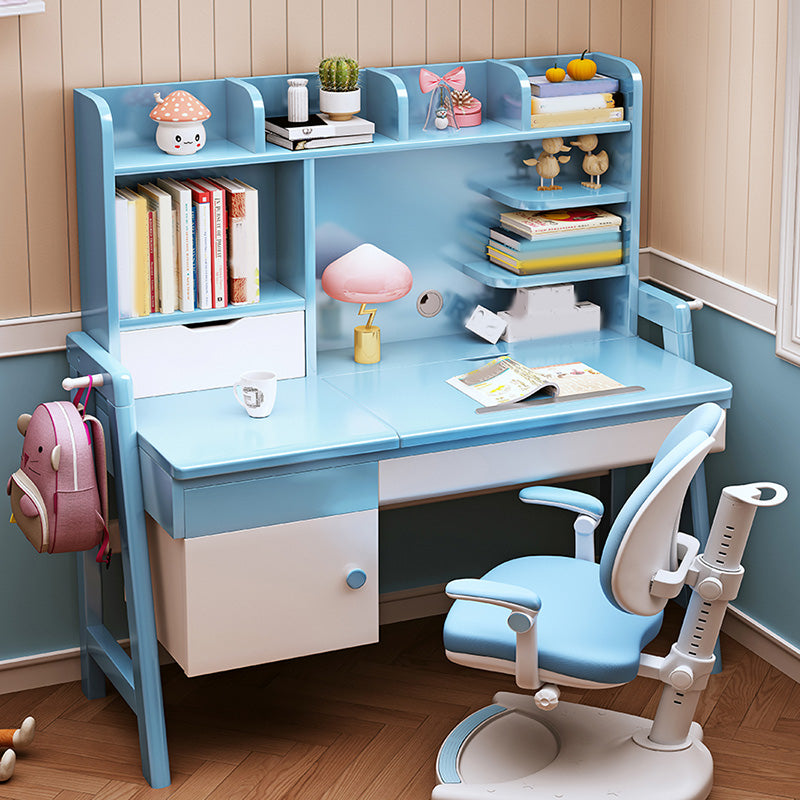 Solid Wood Kids Desk with Drawer Adjustable Writing Desk 23.6"W