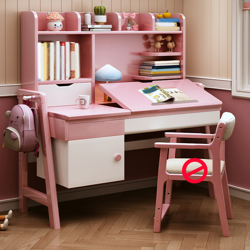 Solid Wood Kids Desk with Drawer Adjustable Writing Desk 23.6"W