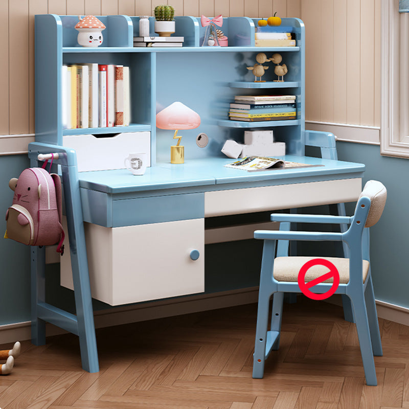 Solid Wood Kids Desk with Drawer Adjustable Writing Desk 23.6"W