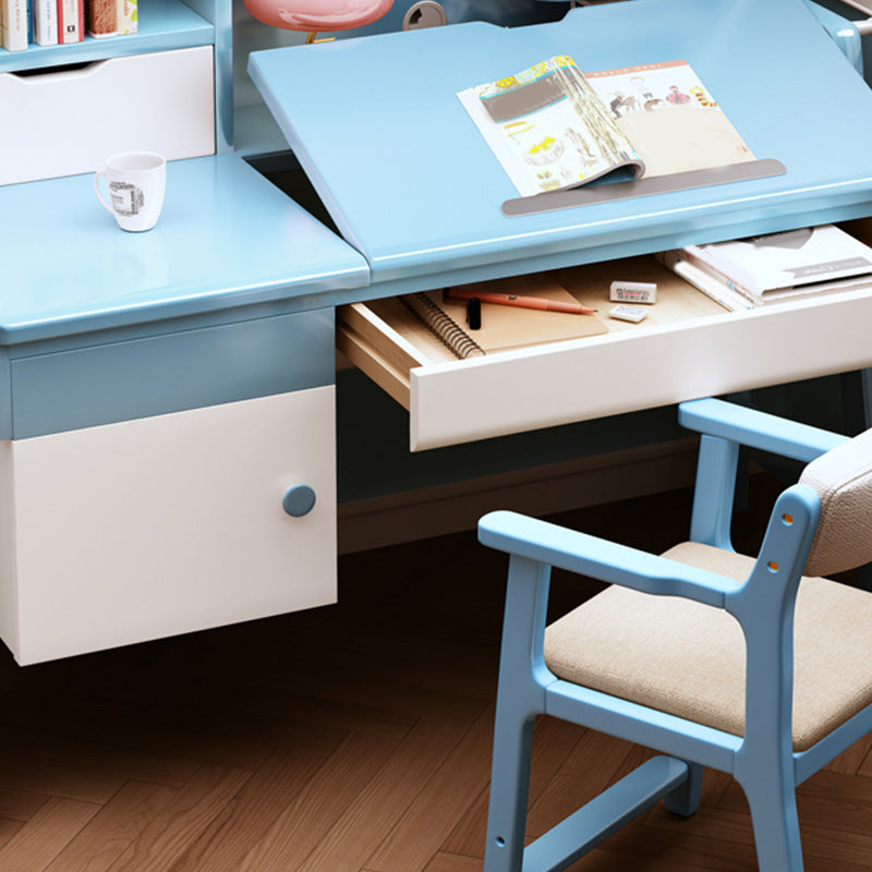 Solid Wood Kids Desk with Drawer Adjustable Writing Desk 23.6"W